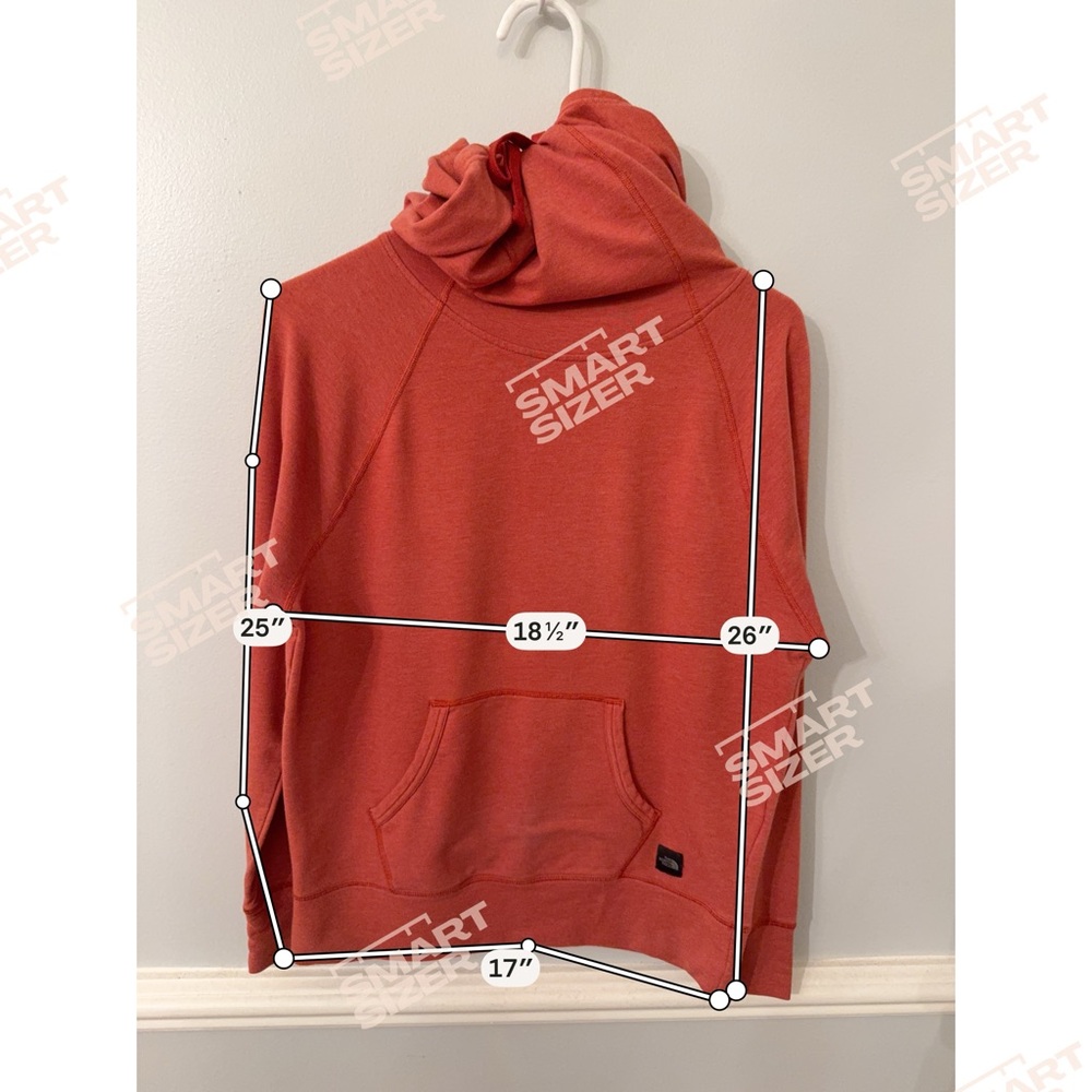 The North Face Cowl Neck Pullover Hoodie Coral Orange Kangaroo Pocket S/M - Picture 6 of 8